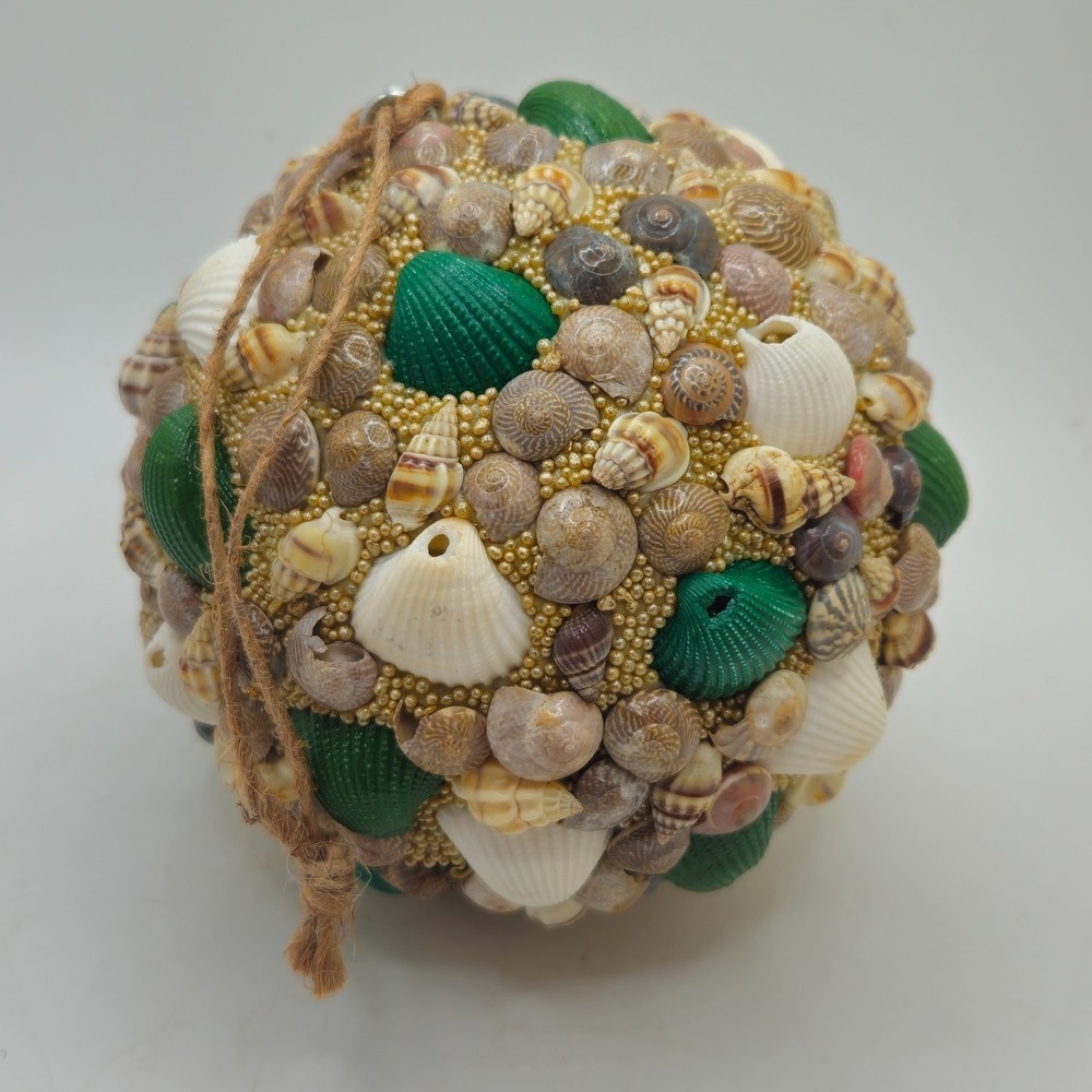 Seashell Ball Ornament Coastal Beach Nautical Decor Green Shells
